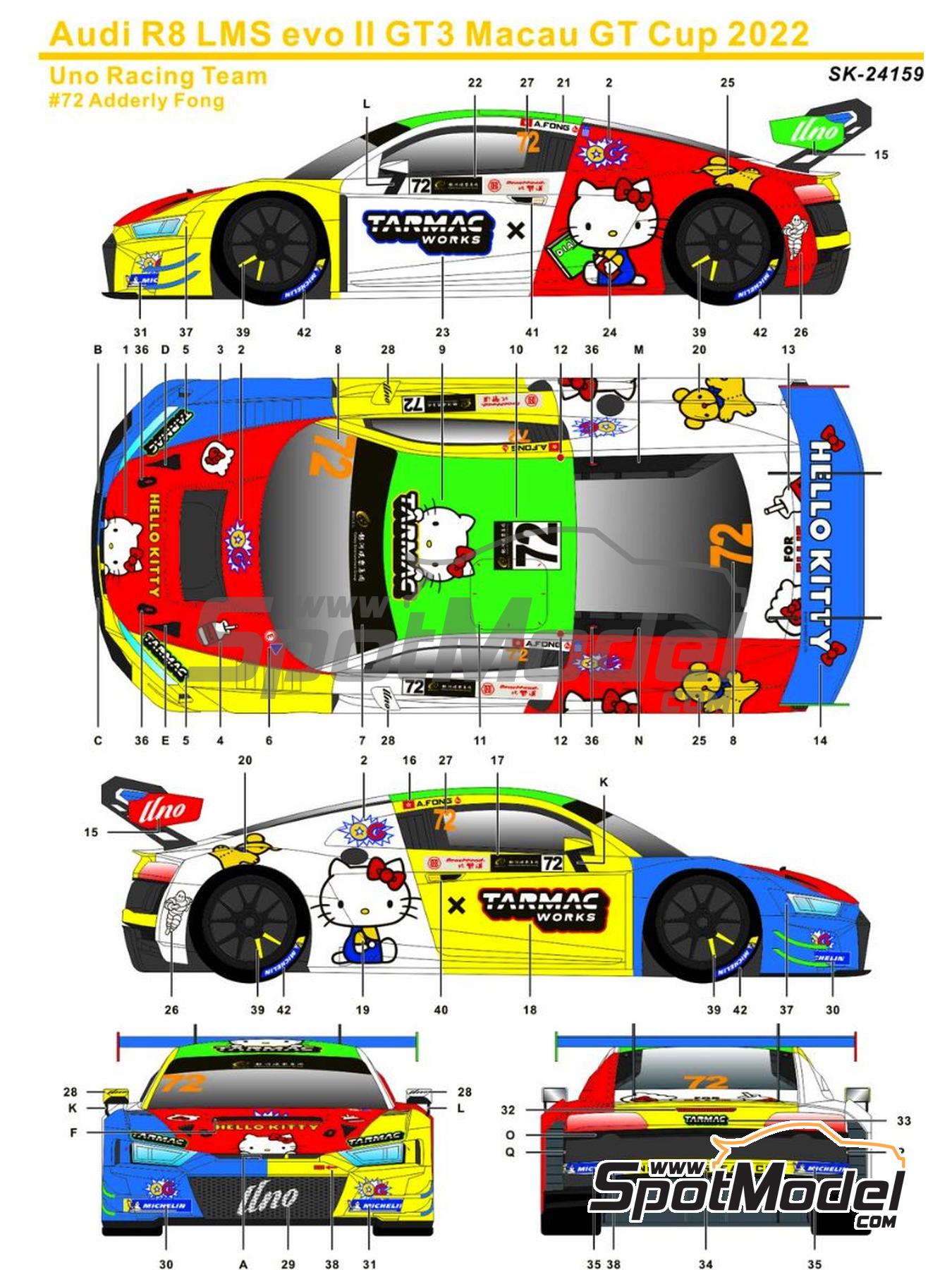 SK Decals SK24159 Marking / livery 1/24 scale Audi R8 LMS Evo II GT3 Uno Racing Team